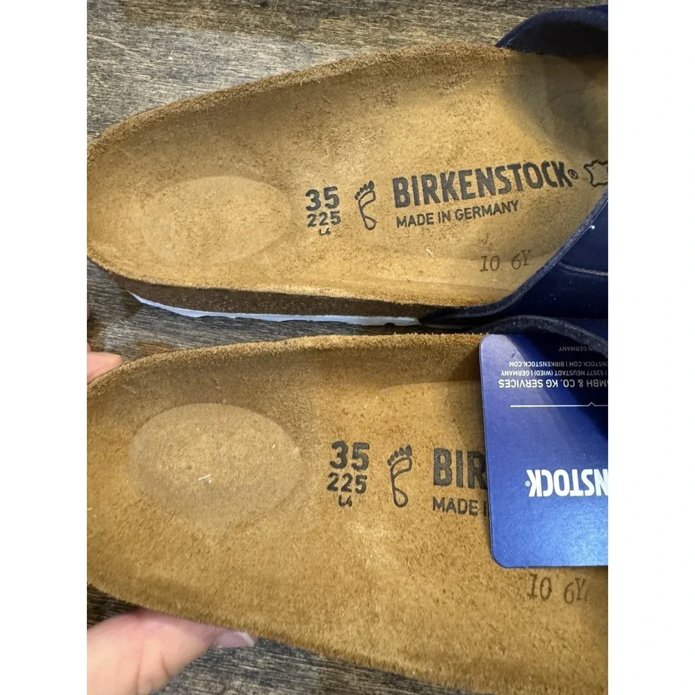 Birkenstock Sandals Patent Leather Size Women 4 Kids Size 2-3 Slide Blue Purple‎